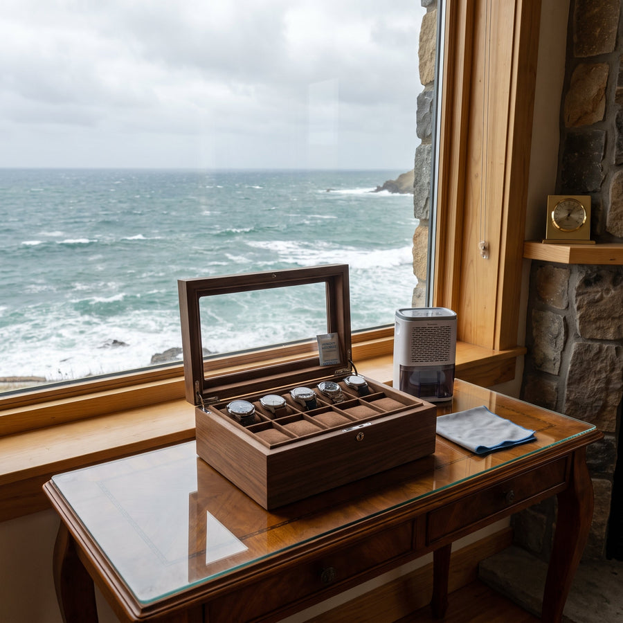 Boîte à montres en bord de mer : précautions face à l'air salin et à l'humidité