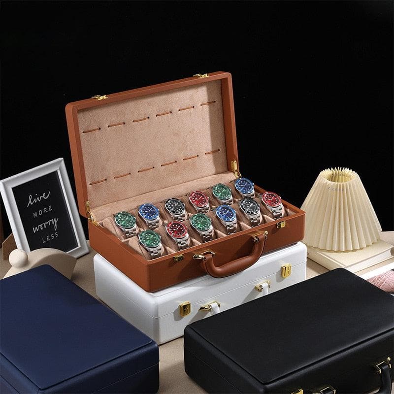 Sacoche à Montre Marron – 12 Montres