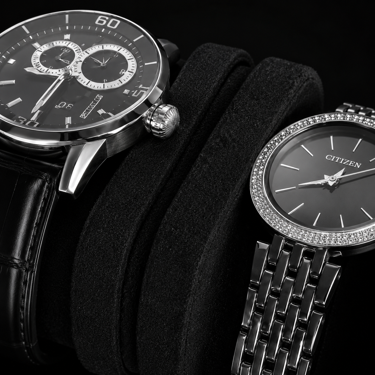 Étui à Montres Rigide Noir – 3 Montres