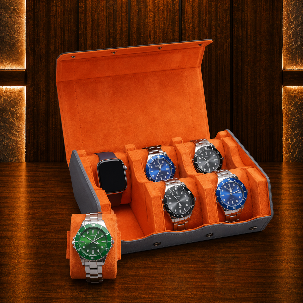 Boîte à Montres Hexagonale Double – 6 Montres