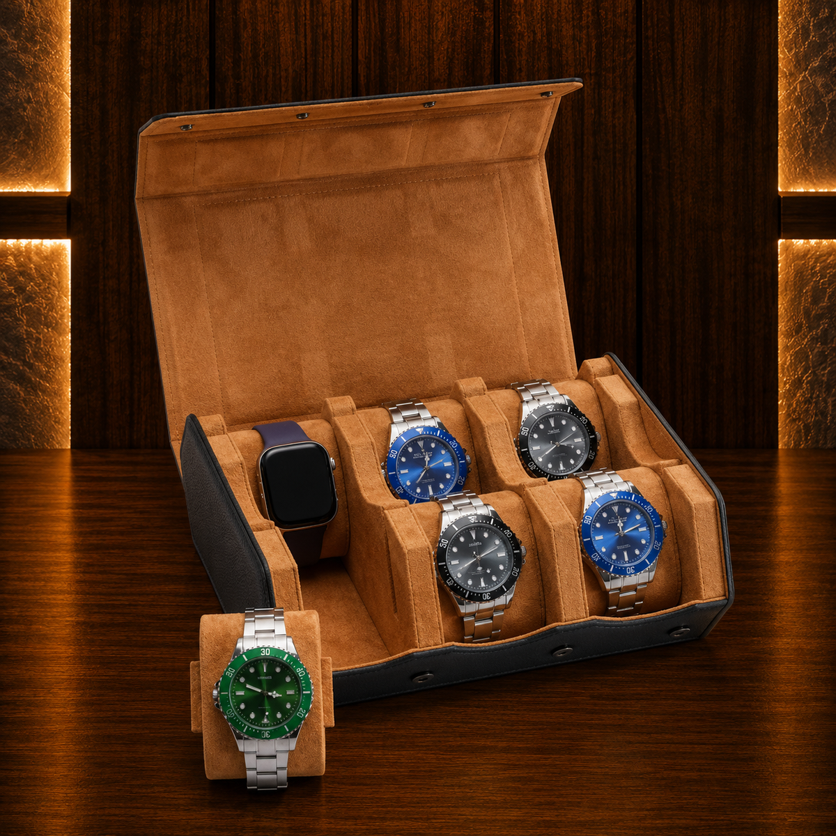 Boîte à Montres Hexagonale Double – 6 Montres