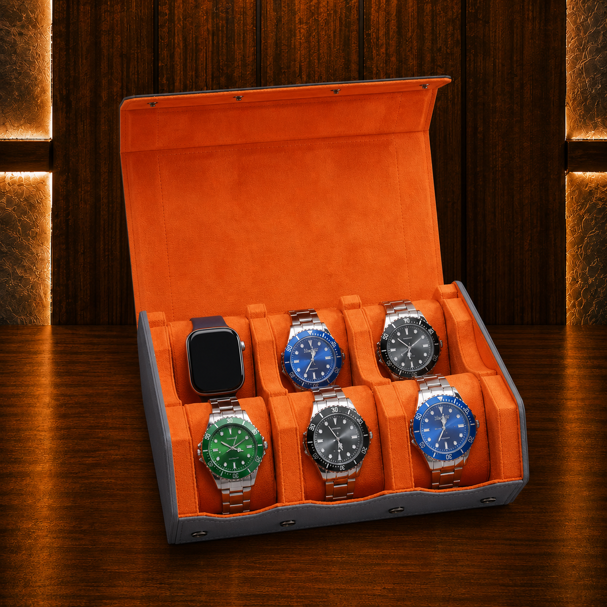 Boîte à Montres Hexagonale Double – 6 Montres