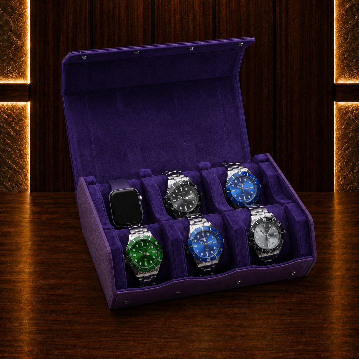 Boîte à Montres Hexagonale Double – 6 Montres