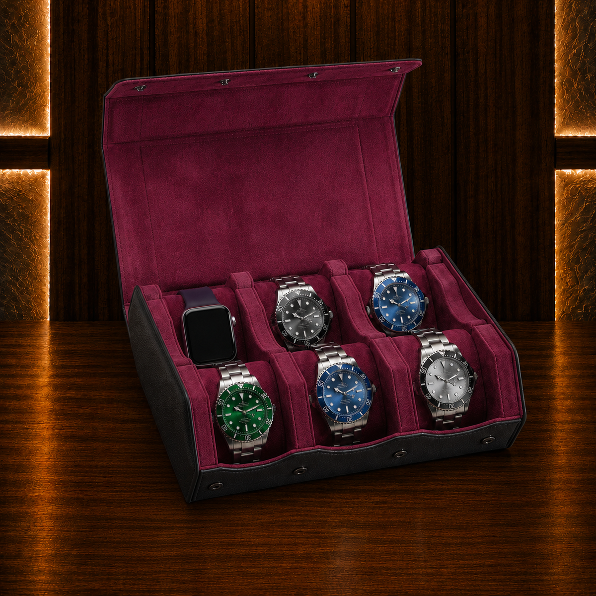 Boîte à Montres Hexagonale Double – 6 Montres