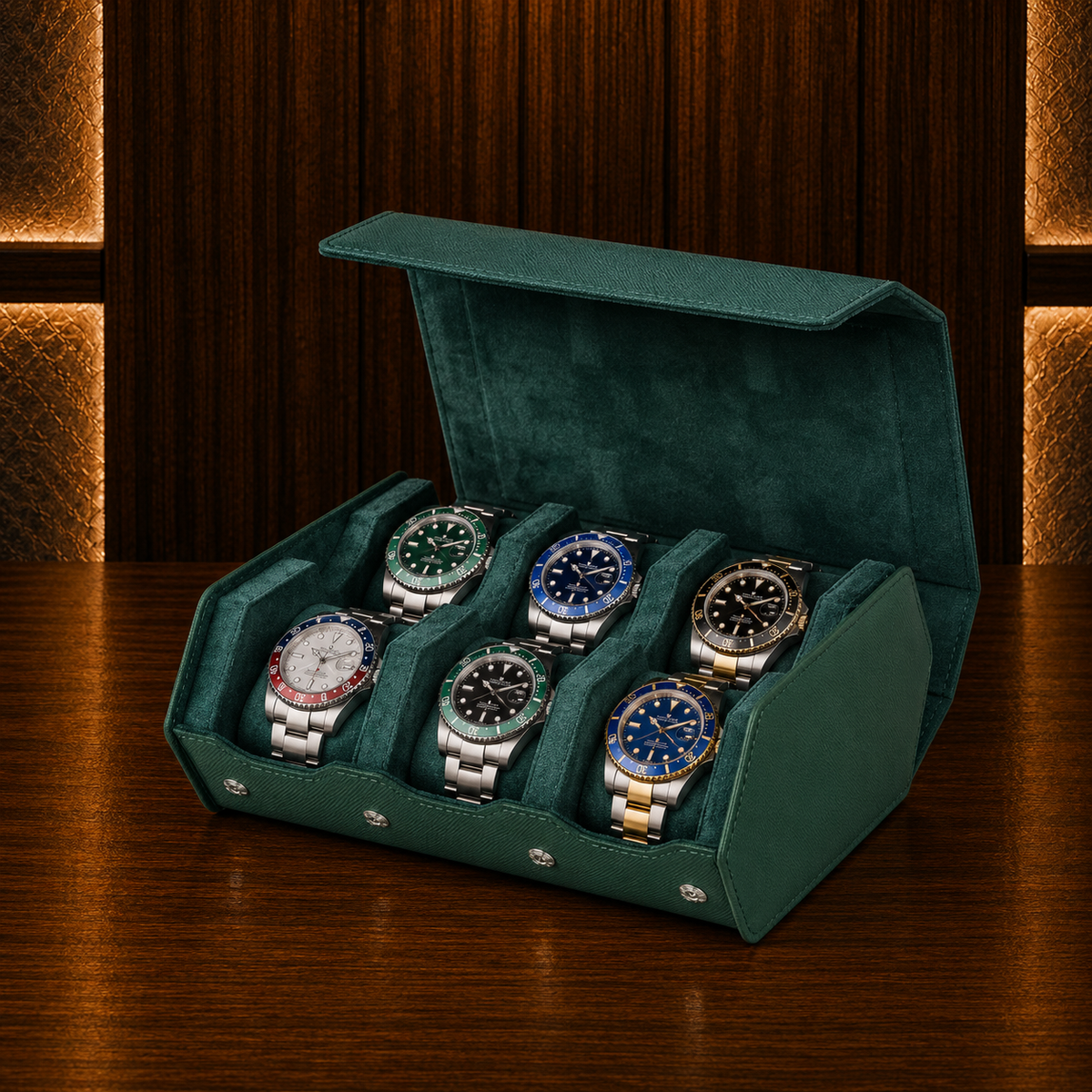 Boîte à Montres Hexagonale – 6 Montres