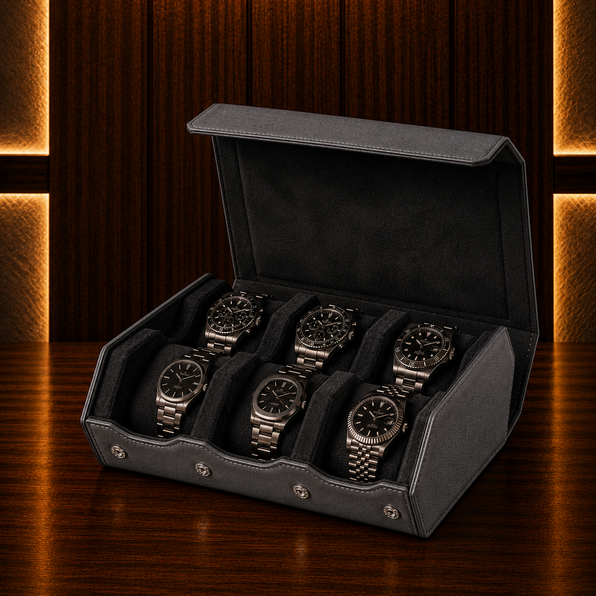 Boîte à Montres Hexagonale – 6 Montres