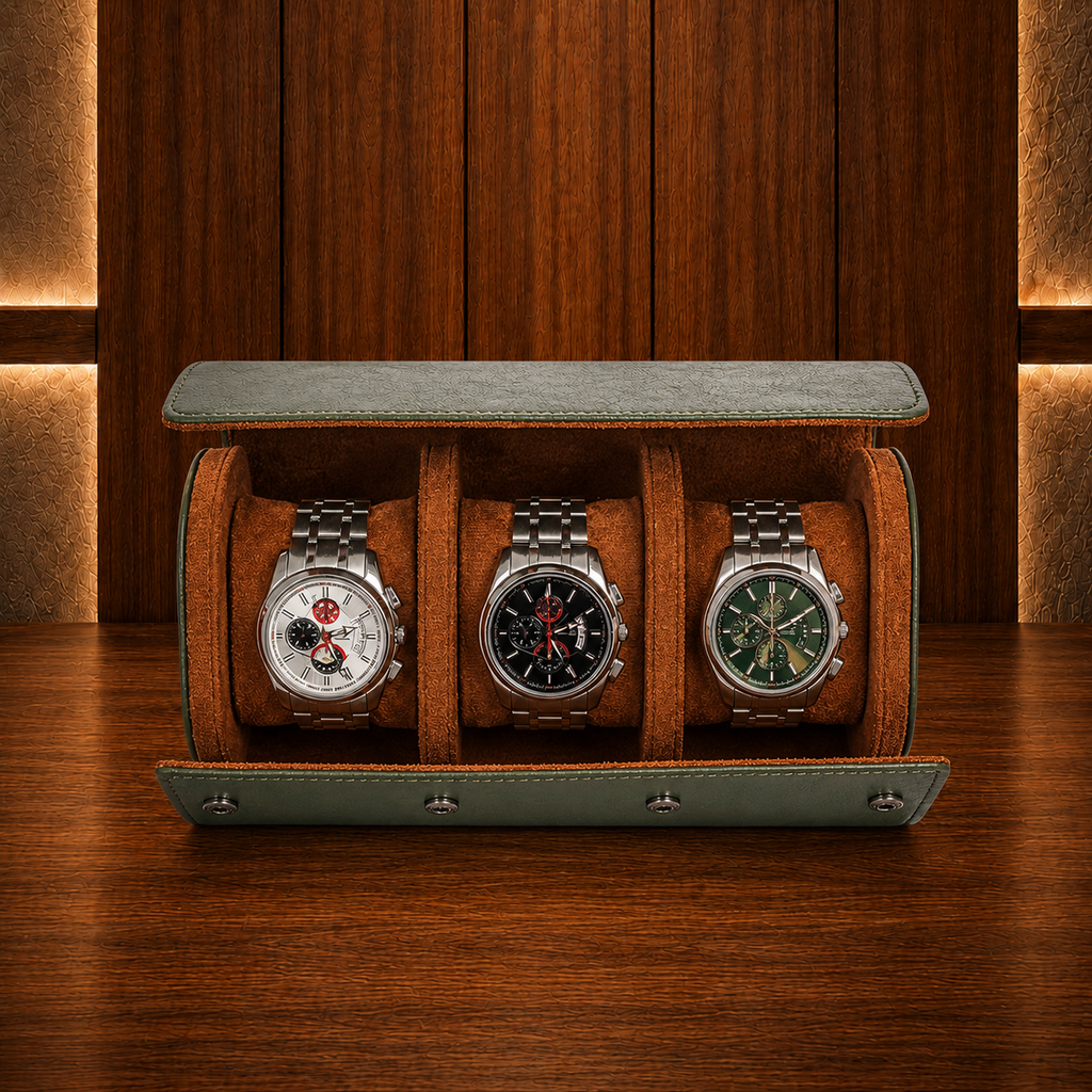 Étui à Montres Kaki – 3 Montres