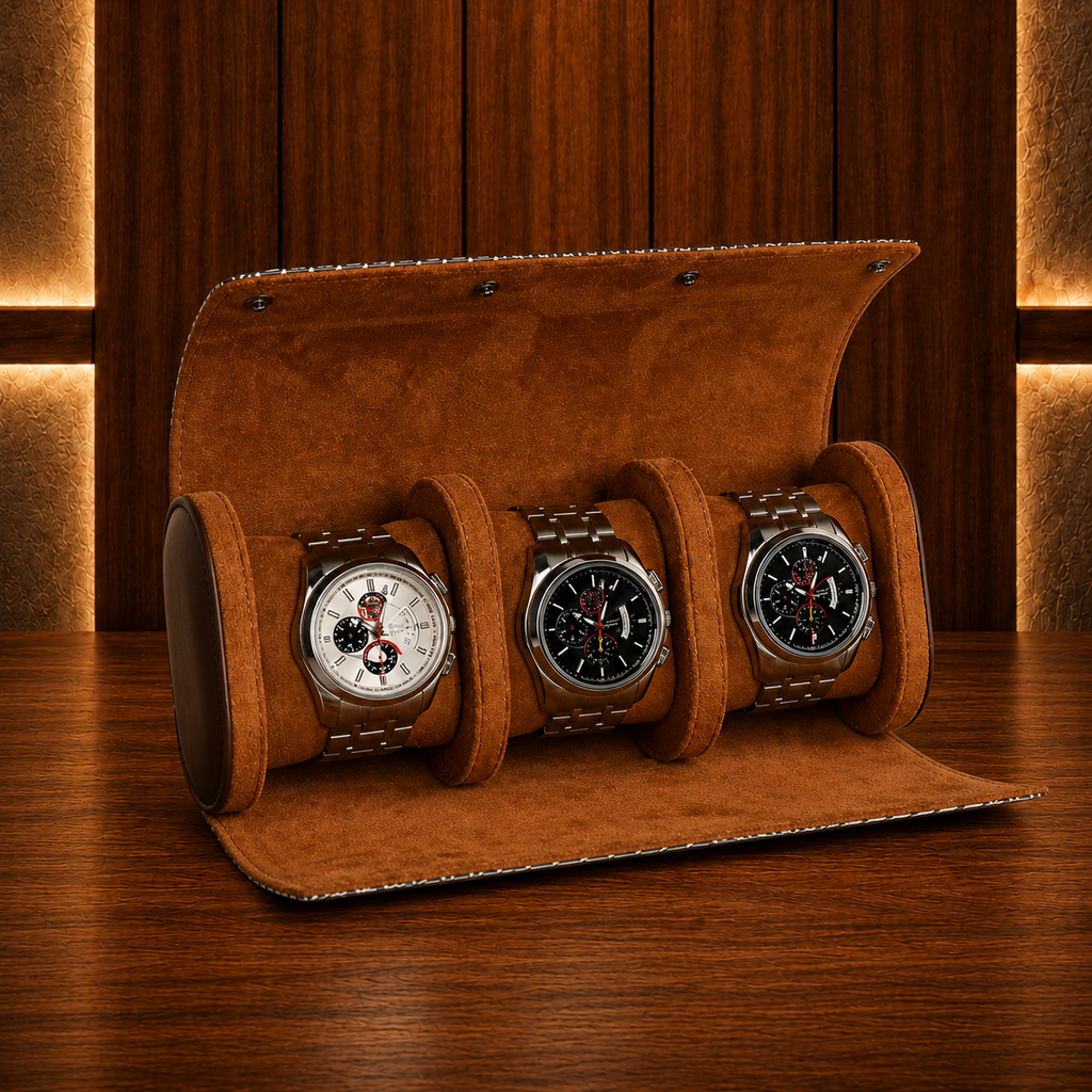 Étui à Montres Noir et Blanc – 3 Montres