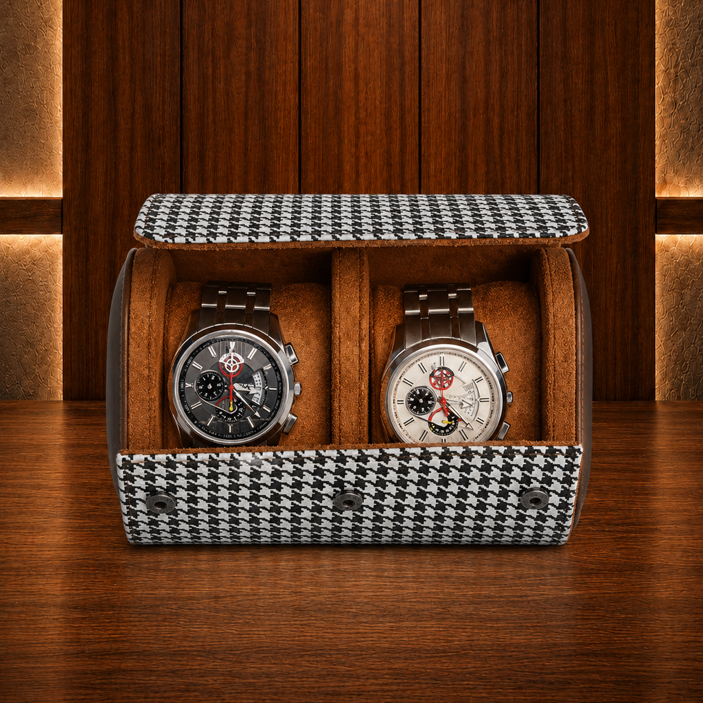 Étui à Montres Noir et Blanc – 2 Montres