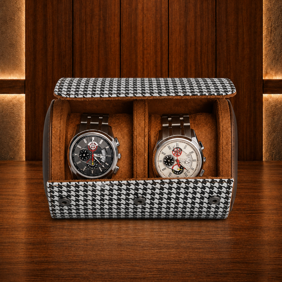 Étui à Montres Noir et Blanc – 2 Montres