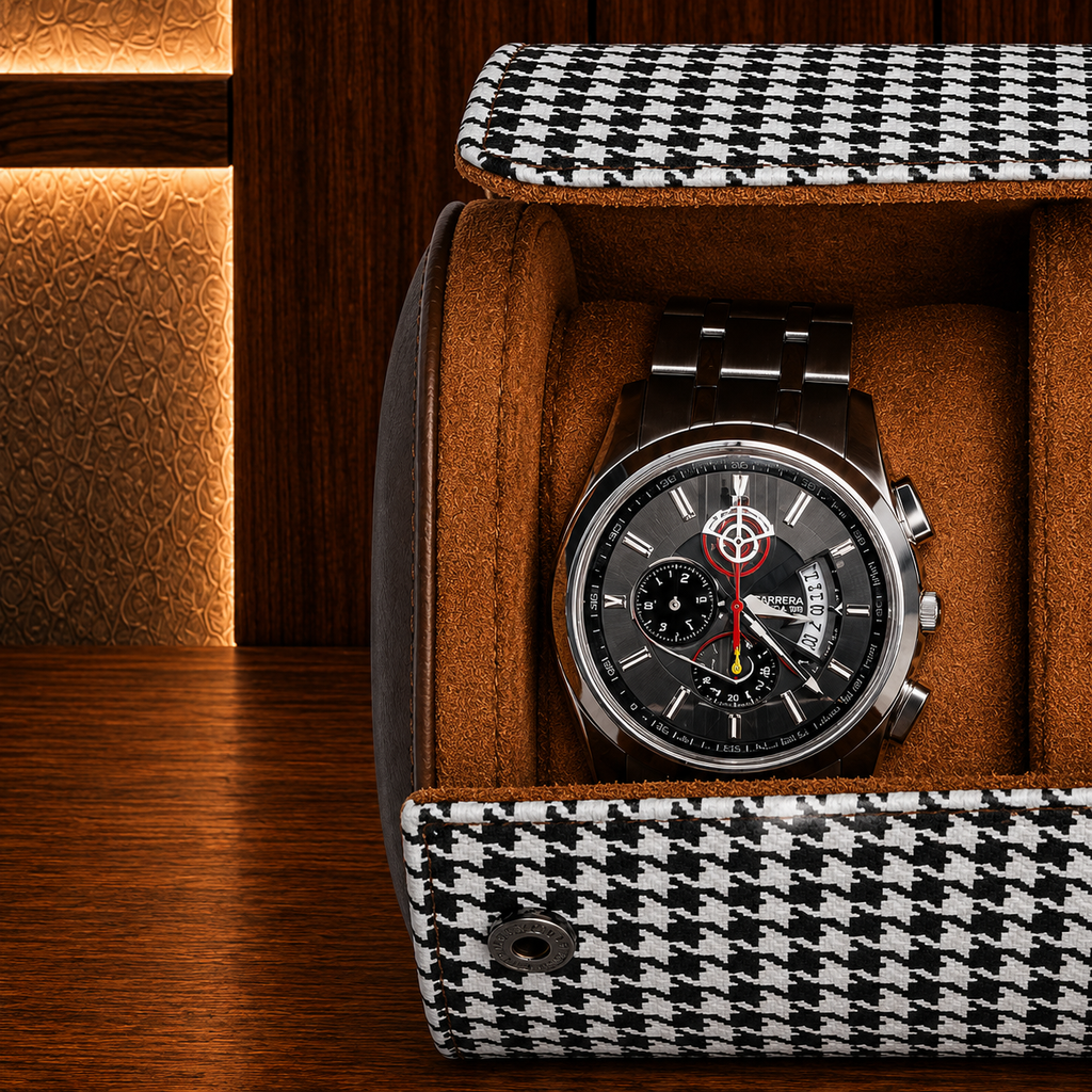 Étui à Montres Noir et Blanc – 2 Montres