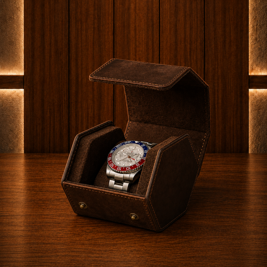 Boîte à Montres Hexagonale Marron – 1 Montre