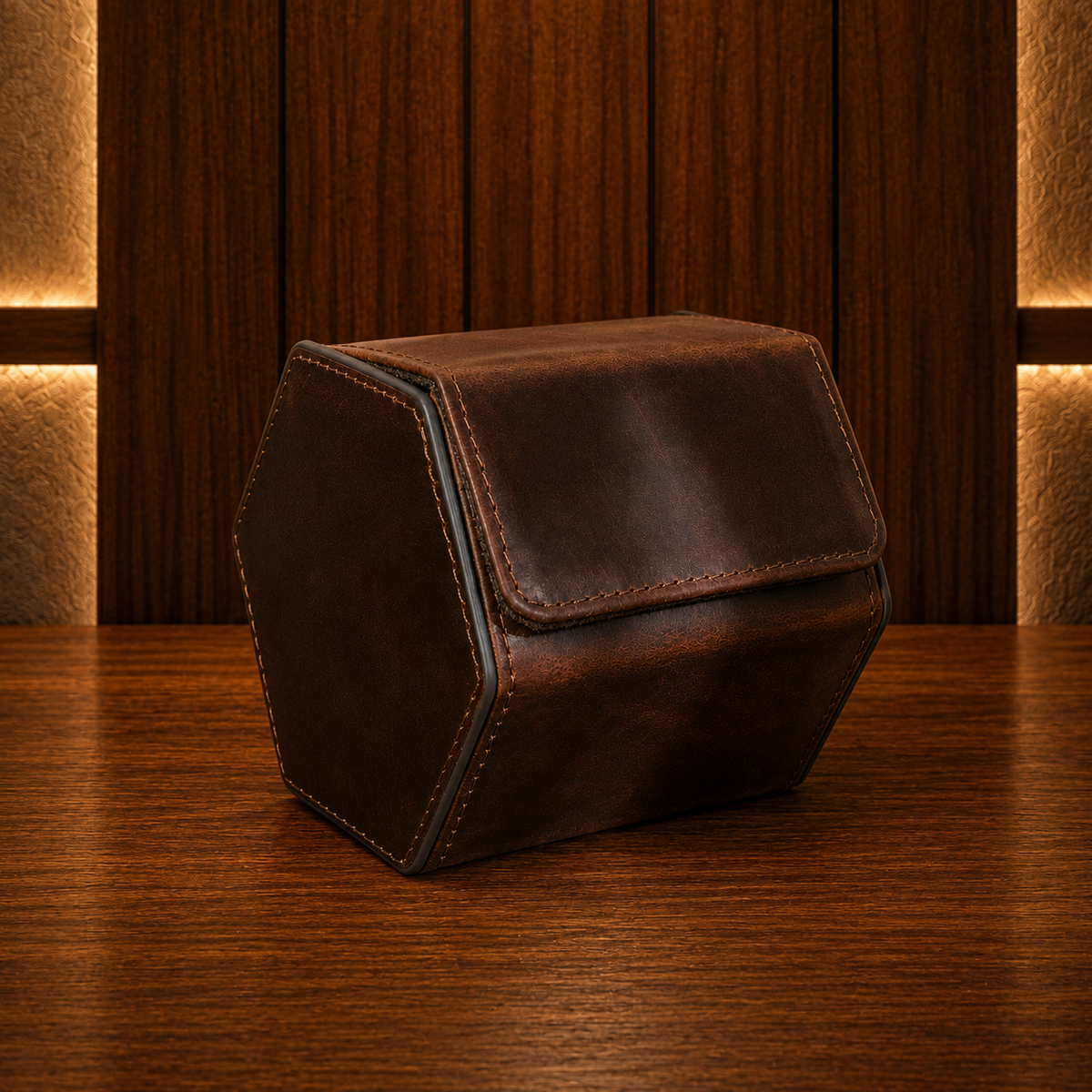 Boîte à Montres Hexagonale Marron – 1 Montre