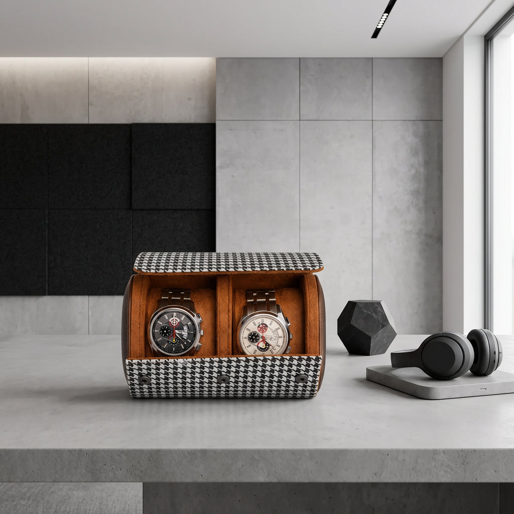 Étui à Montres Noir et Blanc – 2 Montres