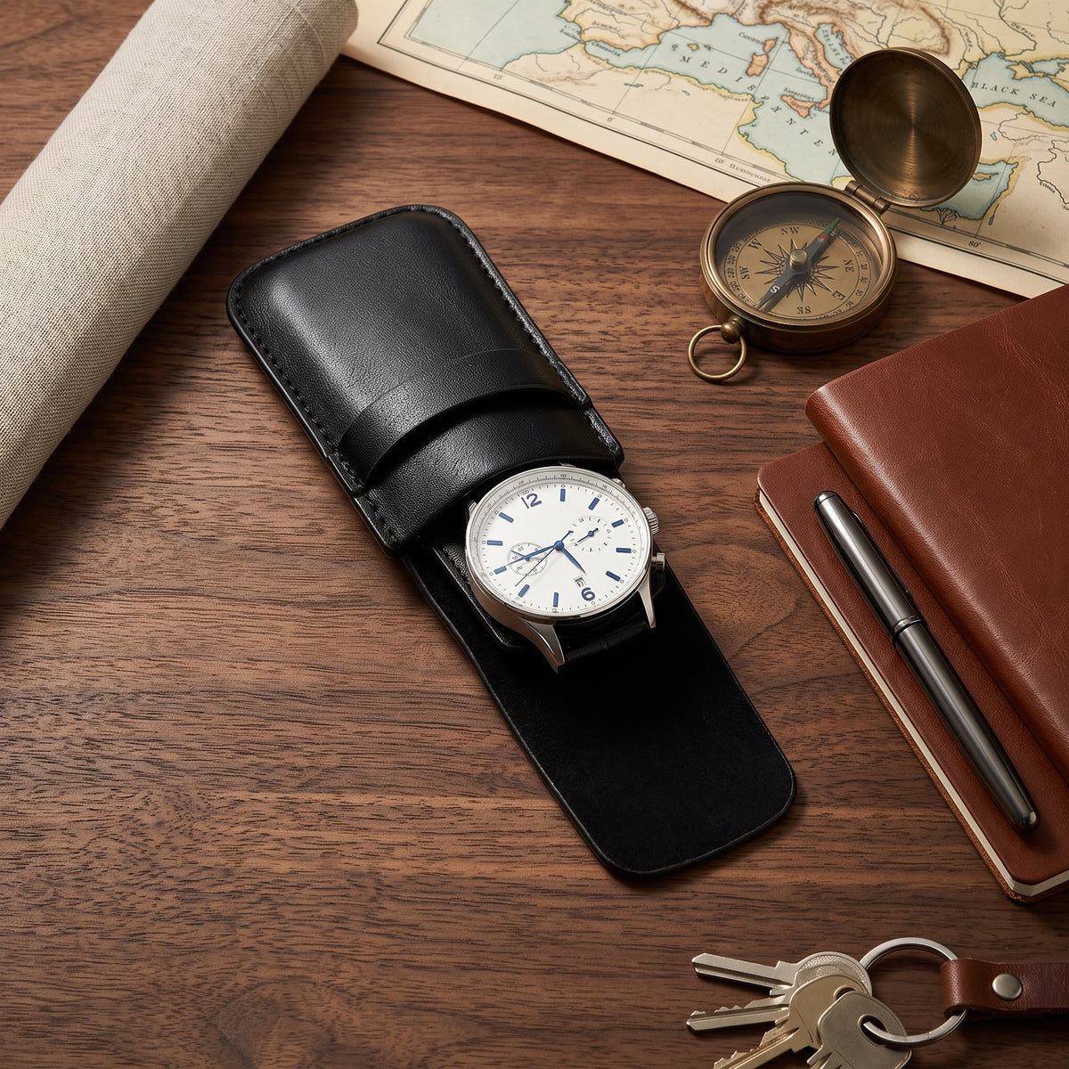 Étui à Montres Noir Sobre – 1 Montre