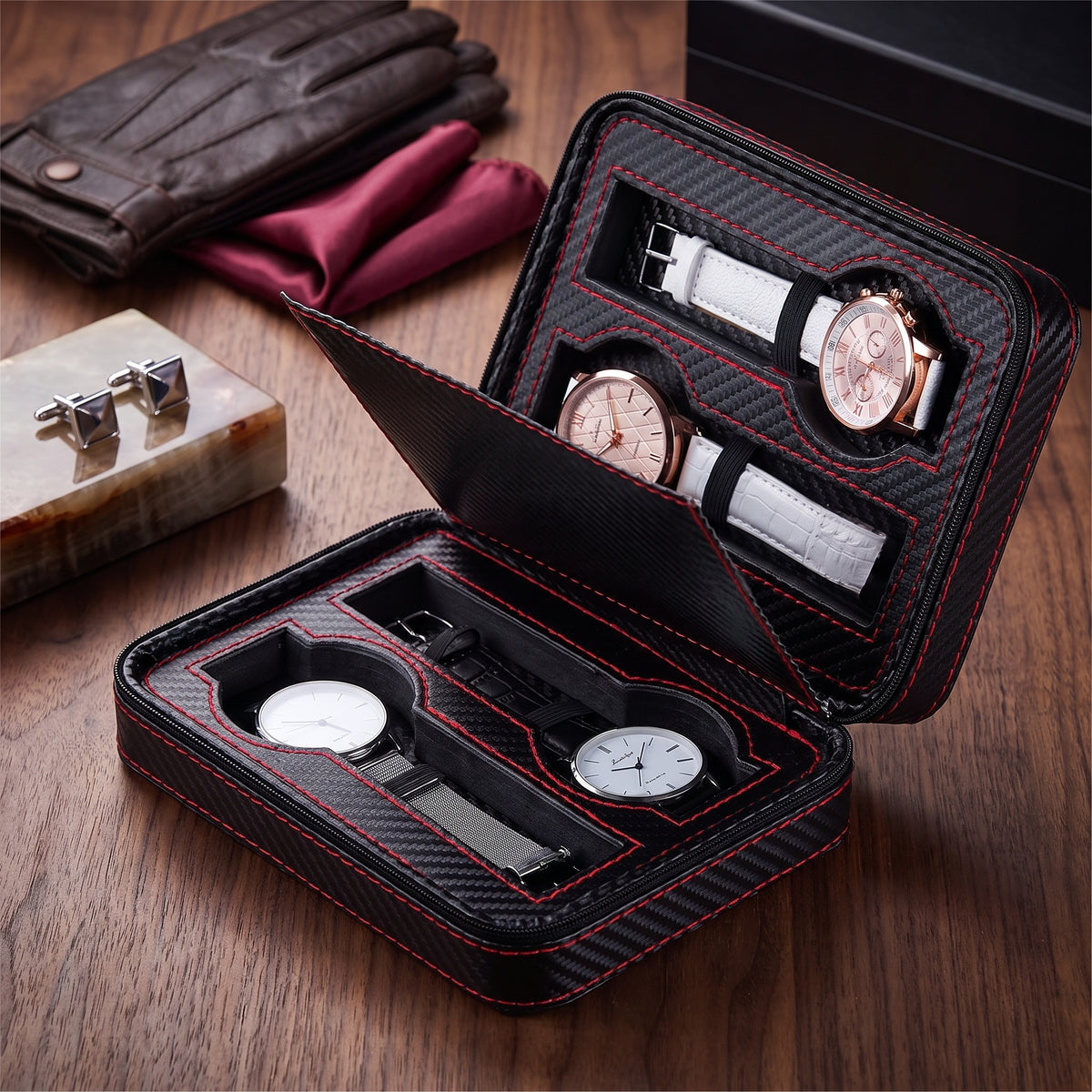 Boîte à Montres de Voyage Sport Classique – 4 Montres