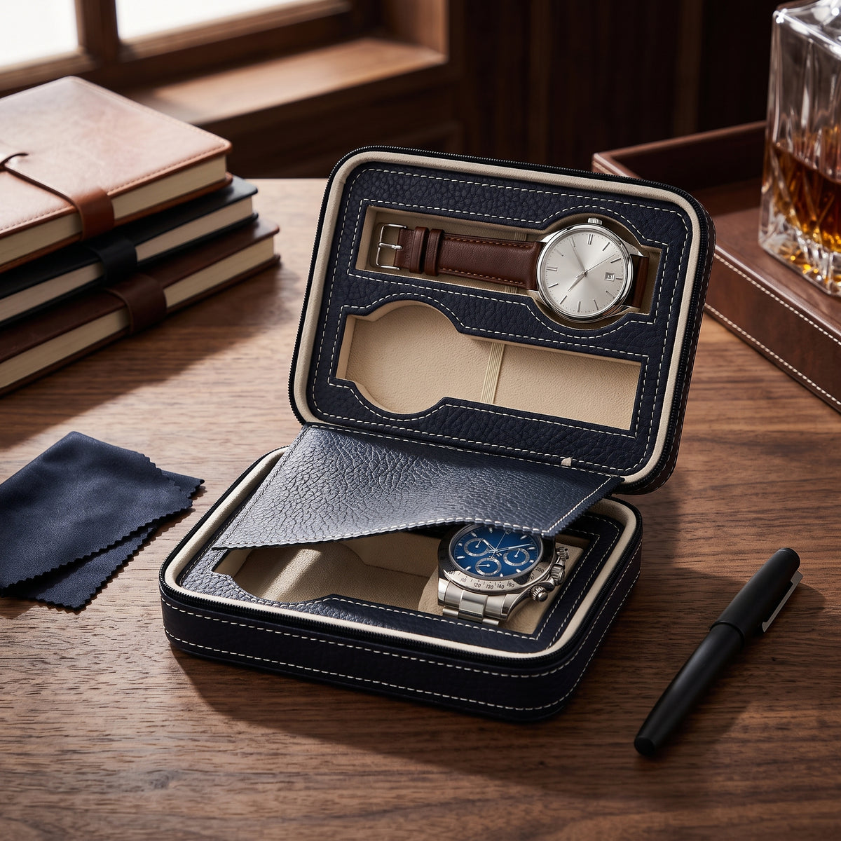 Boîte à Montres de Voyage Dorian Classique – 4 Montres