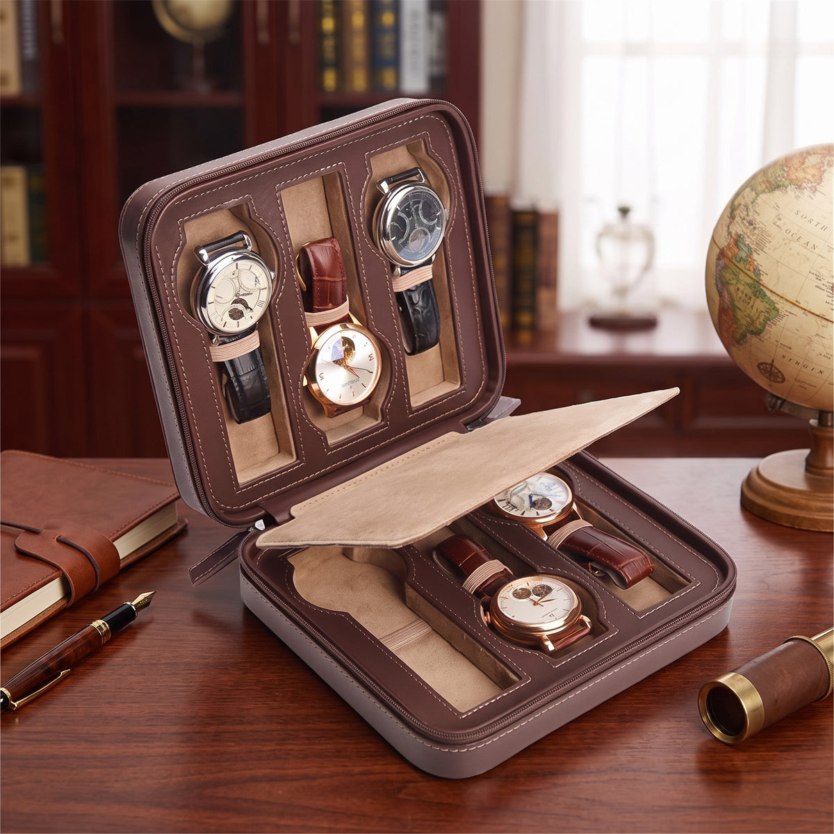 Étui Marron Invia - 6 Montres