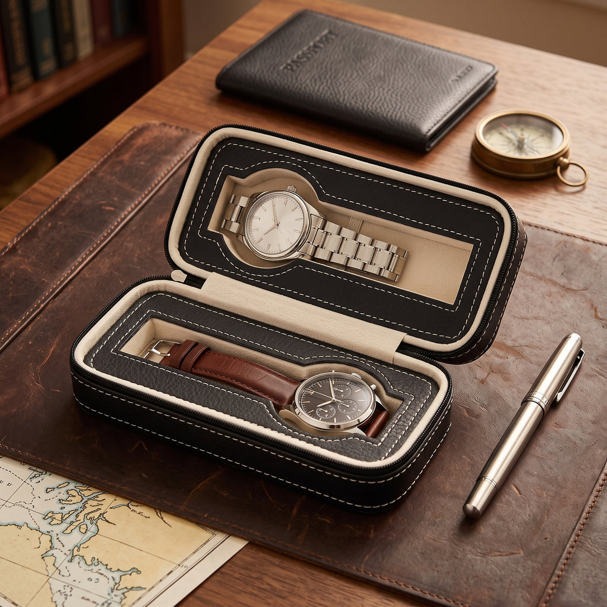 Boîte à Montres de Voyage Dorian Standard – 2 Montres