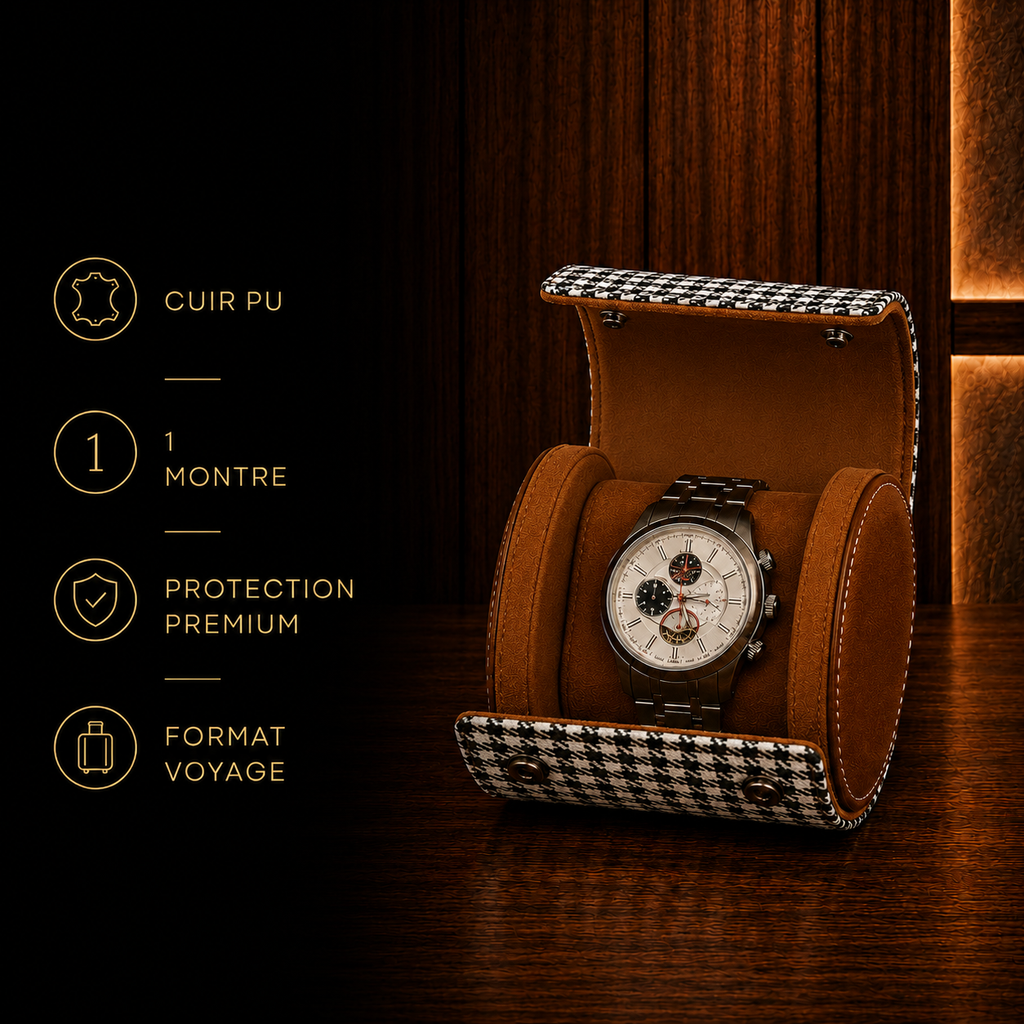 Étui à Montres Noir et Blanc – 1 Montre