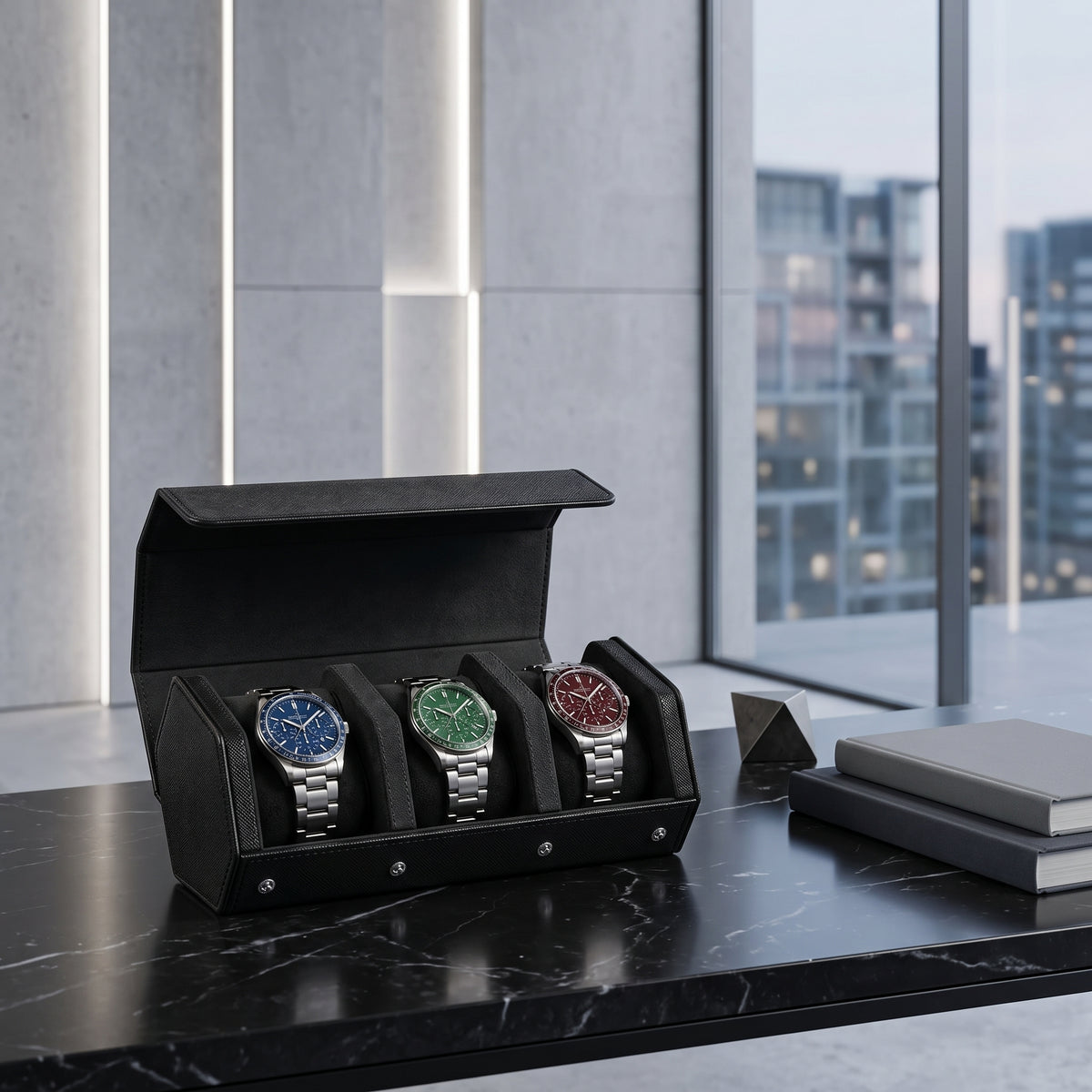 Boîte à Montres Hexagonale – 3 Montres
