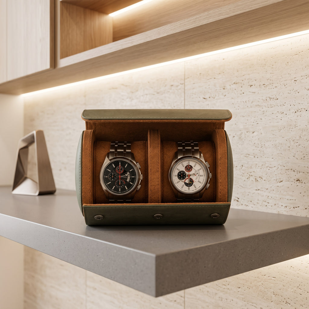Étui à Montres Kaki – 2 Montres