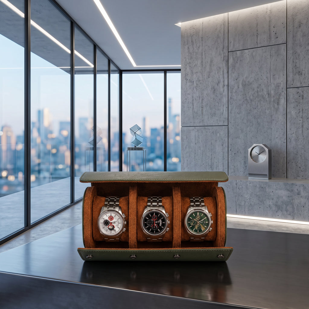 Étui à Montres Kaki – 3 Montres