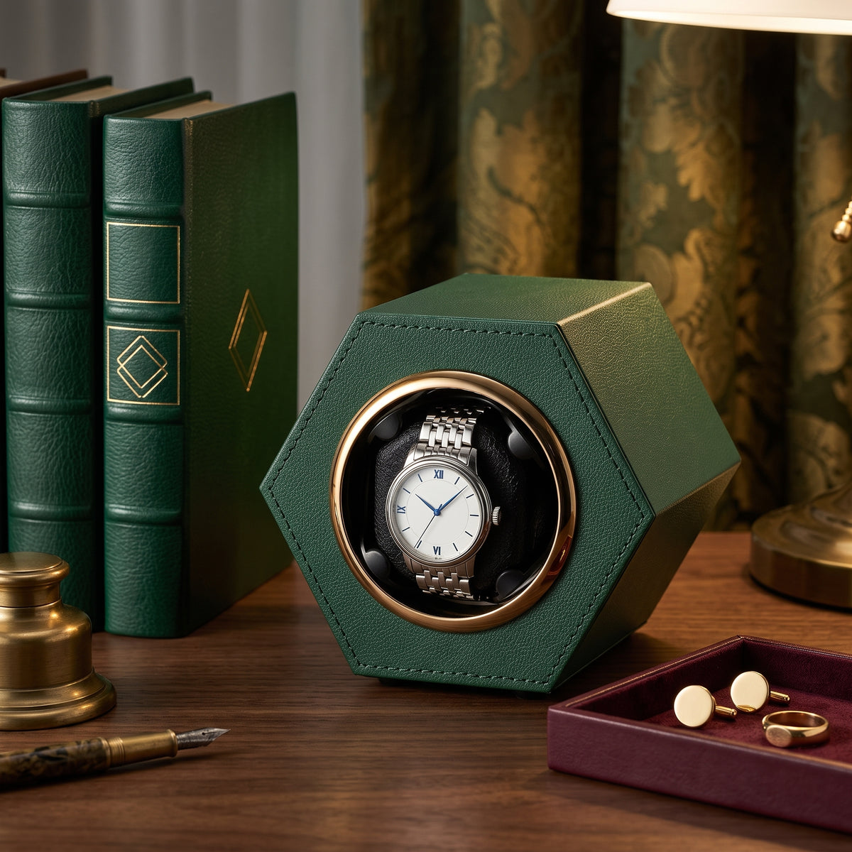 Remontoir à Montre Hexagonal Vert – 1 Montre