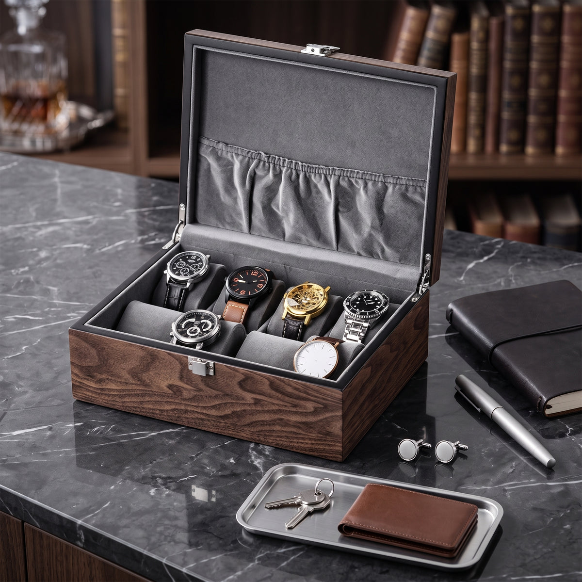 Coffret à Montres Chêne Professionnel – 8 Montres
