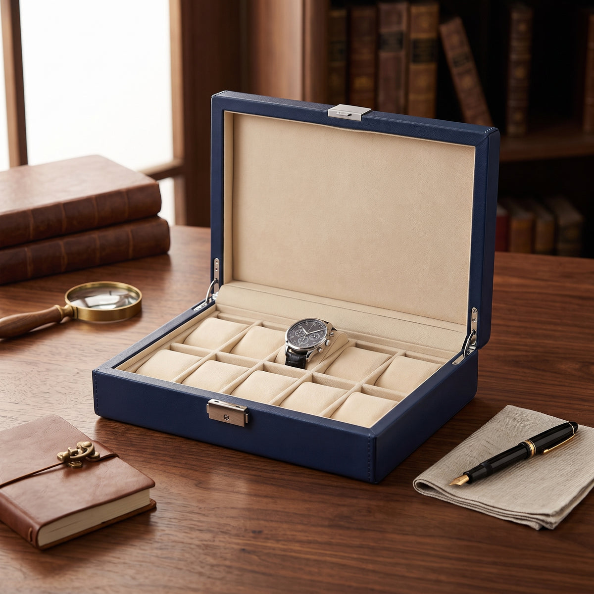 Boîte à Montres Monochrome Bleue – 10 Montres