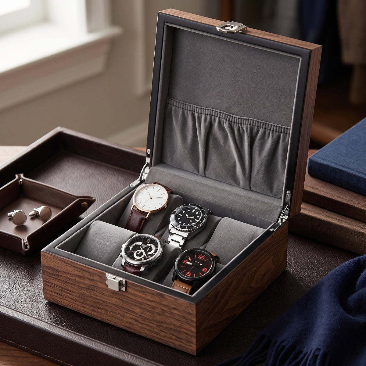Écrin à Montre en Chêne – 6 Montres