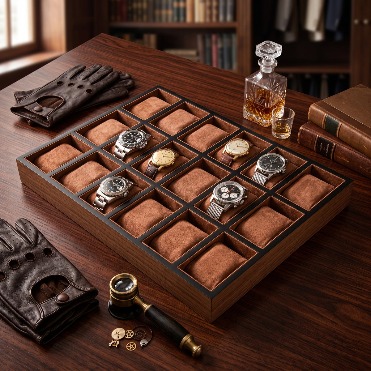 Présentoir à Montres en Bois Spacieux – 18 Montres