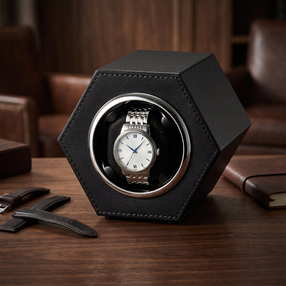 Remontoir à Montre Hexagonal Design Corbeau – 1 Montre