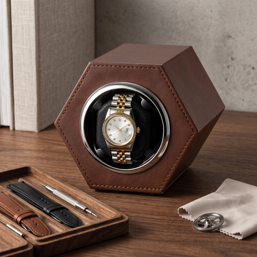 Remontoir à Montre Hexagonal Café – 1 Montre