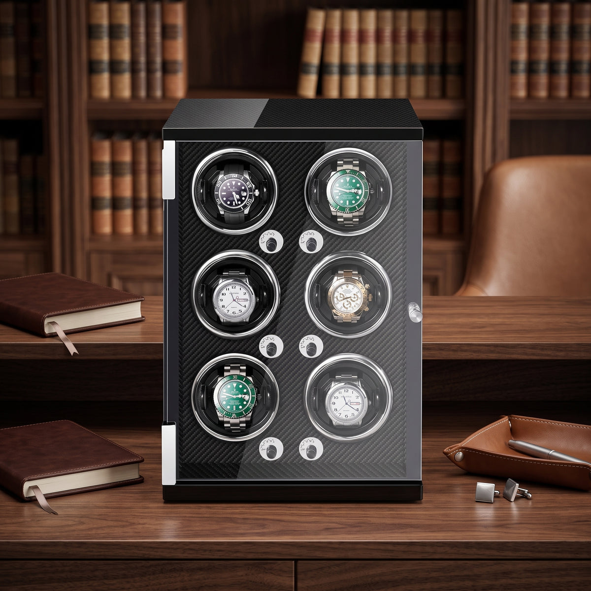 Remontoir à Montre Automatique - Carbone Classique – 6 Montres
