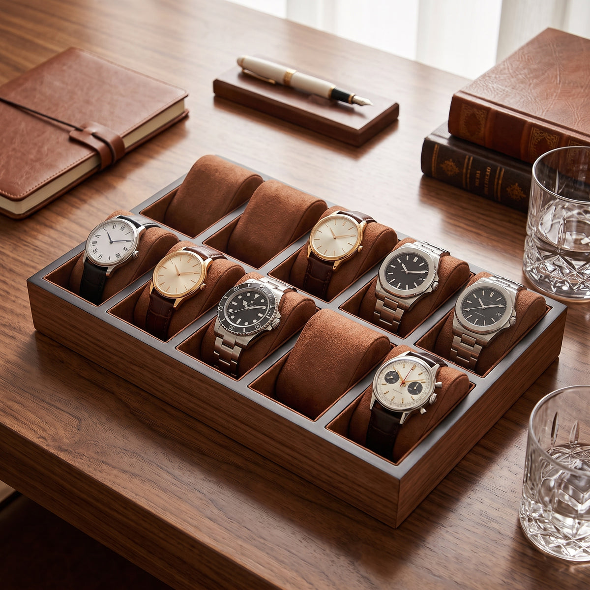 Présentoir à Montres en Bois Large – 12 Montres