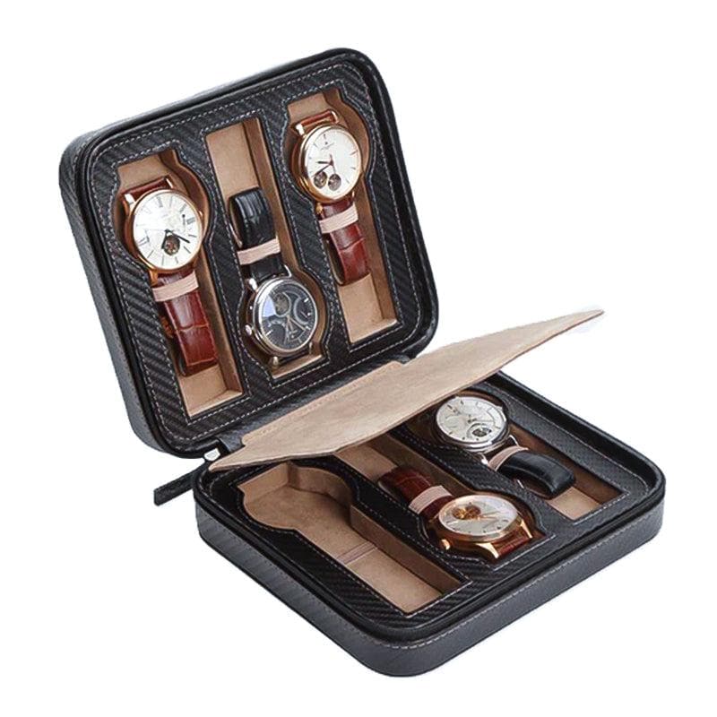 Étui Noir Carbone Invia - 6 Montres