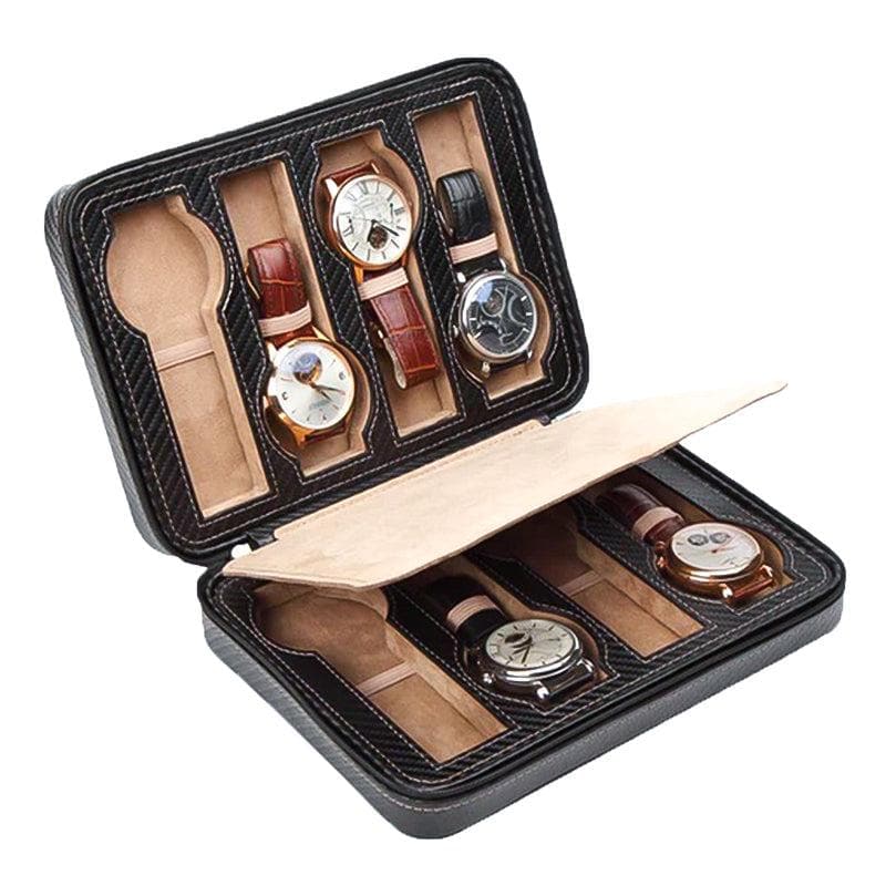 Étui Noir Carbone Invia - 8 Montres