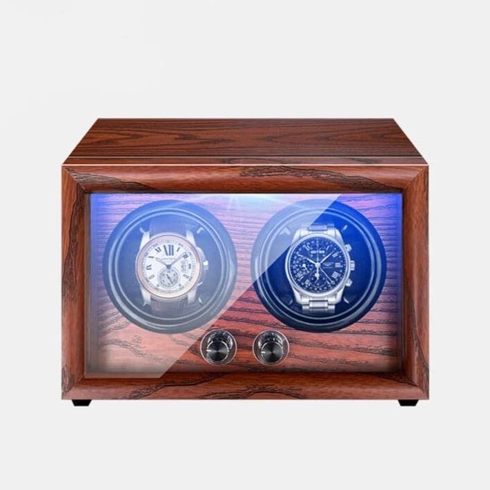 Remontoir à Montre Duo Bois Massif Noyer – 2 Montres