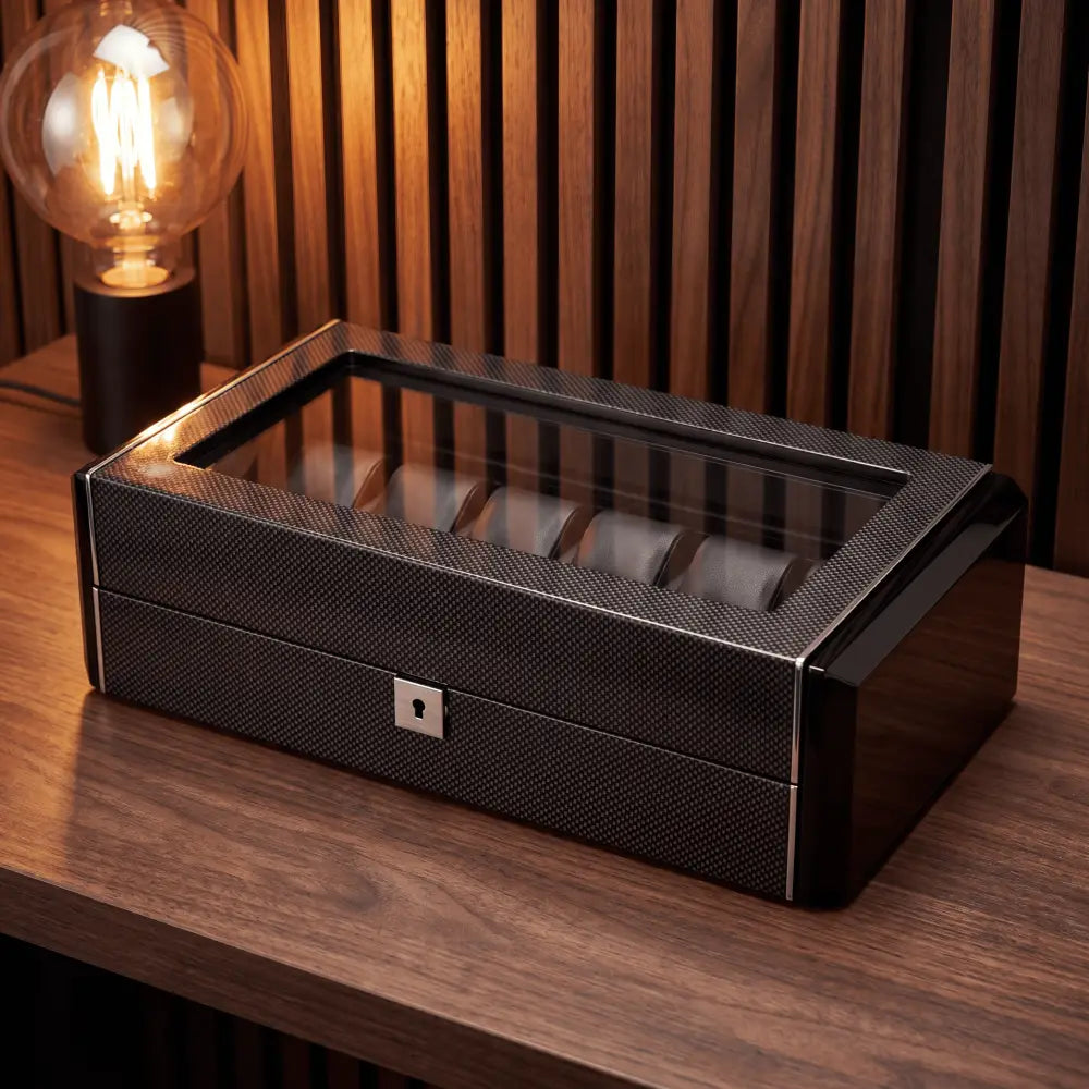 Boîte à Montres en Carbone Noir – 12 Montres