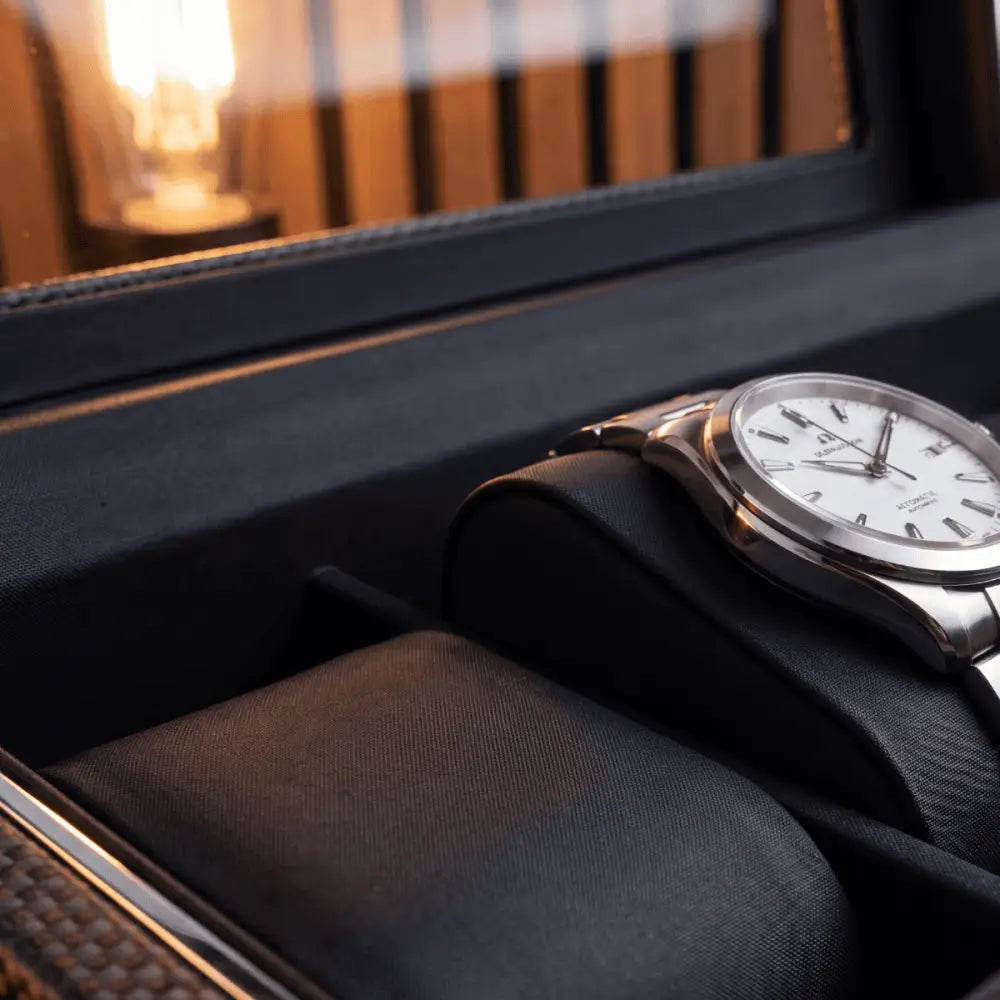 Boîte à Montres en Carbone Noir – 6 Montres
