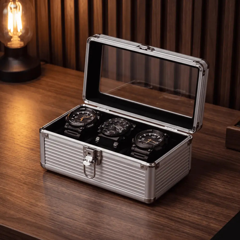 Boîte à Montres en Aluminium – 3 Montres