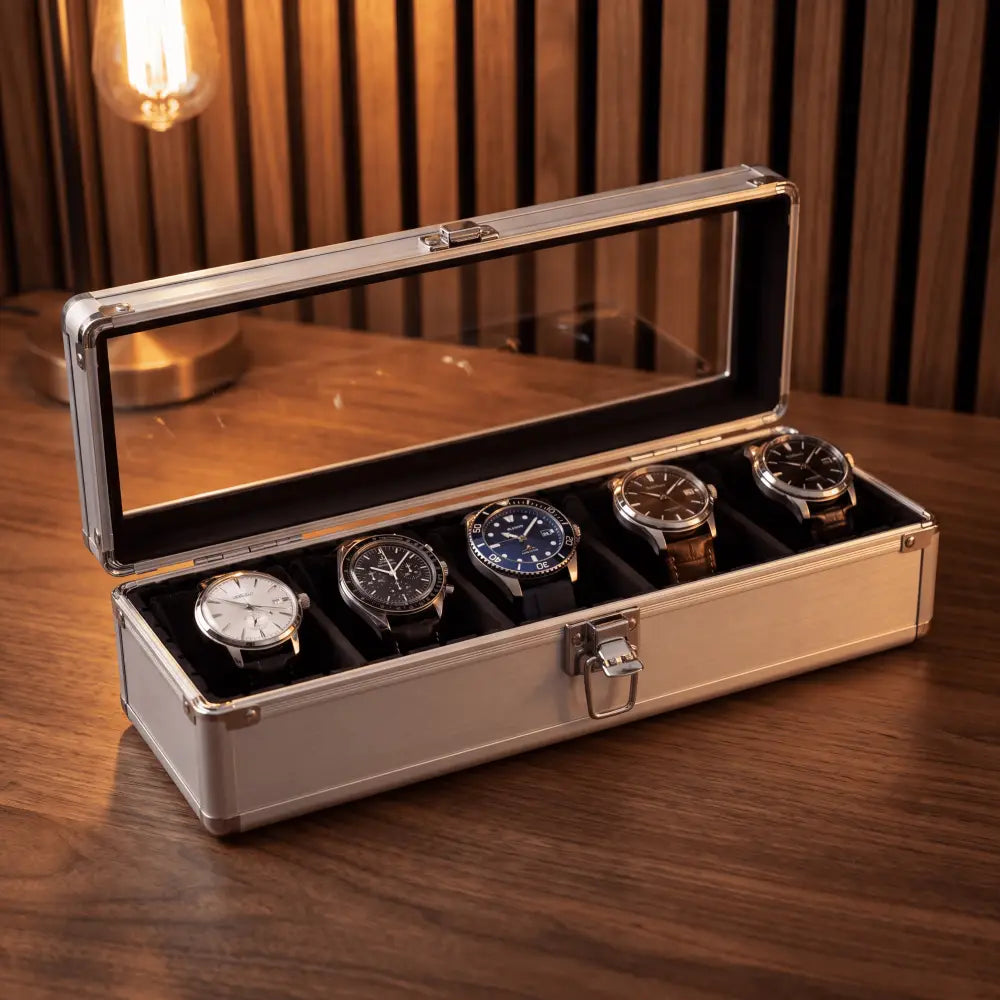 Boîte à Montres en Aluminium – 5 Montres