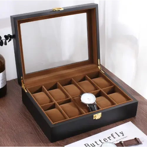 Boîte à Montres en Noyer Foncé – 10 Montres