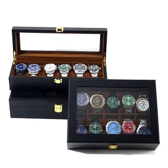 Boîte à Montres en Noyer Foncé – 6 Montres