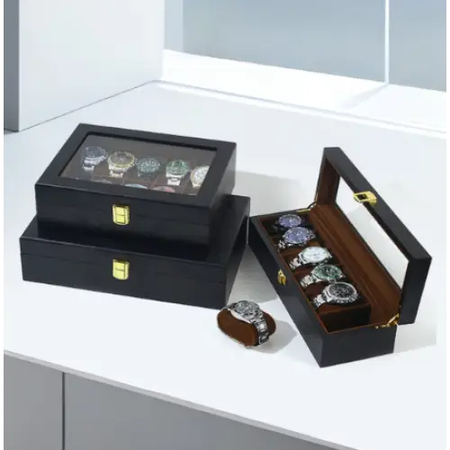 Boîte à Montres en Noyer Foncé – 6 Montres