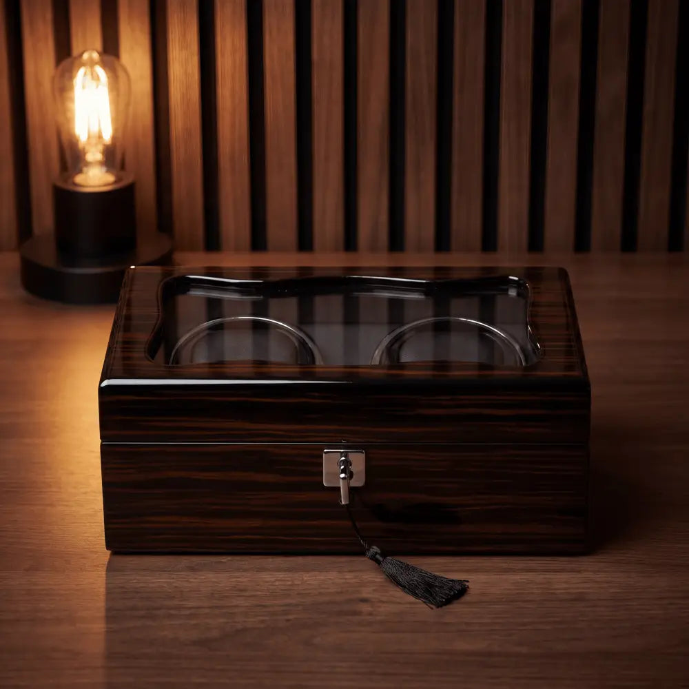 Boîte à Montres en Bois d'Ébène – 2 Montres