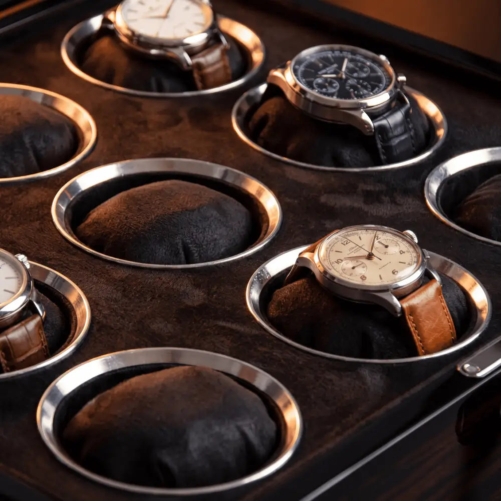 Boîte à Montres en Bois d'Ébène – 2 Montres