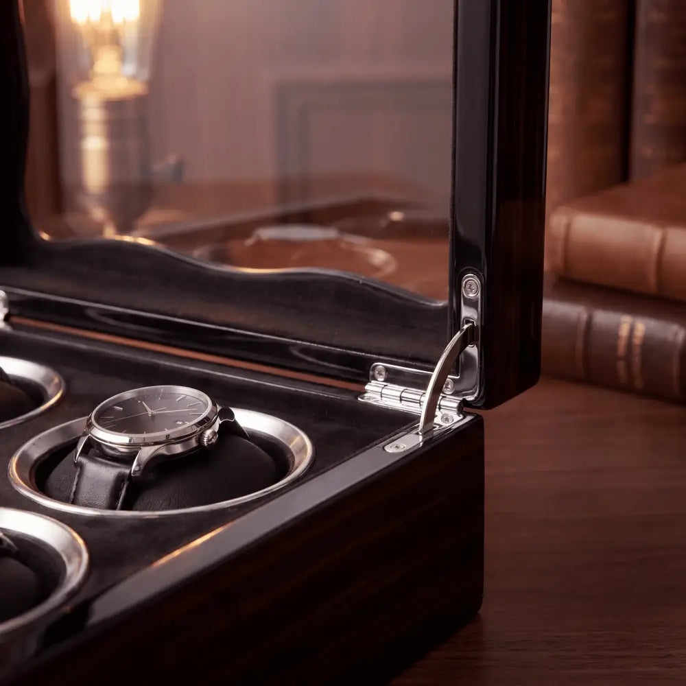 Boîte à Montres en Bois d'Ébène – 2 Montres