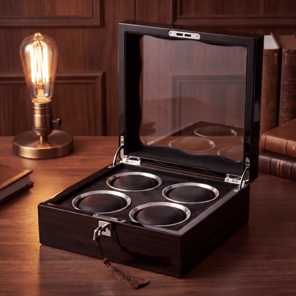 Boîte à Montres en Bois d'Ébène – 4 Montres